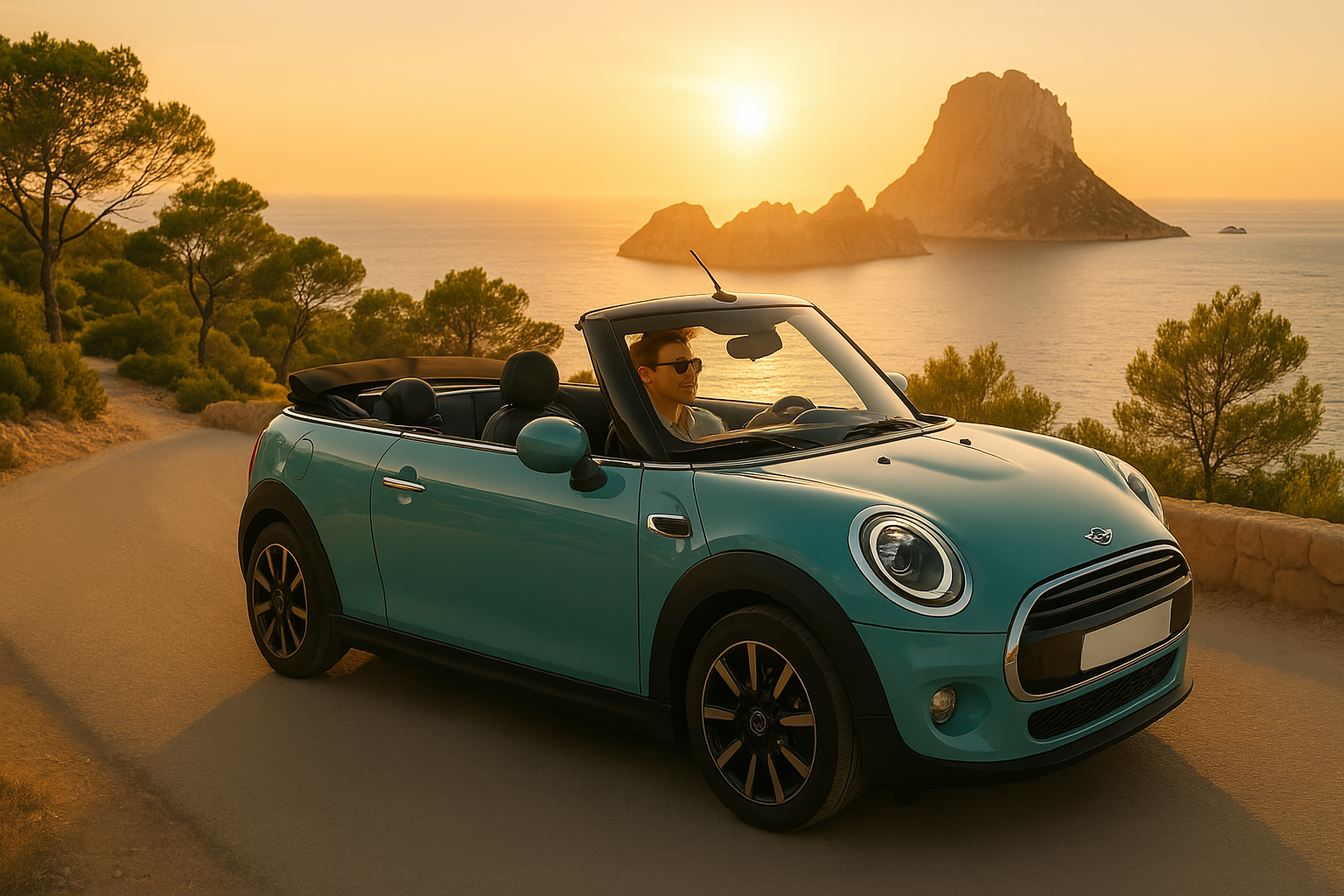 Alquiler Mini Cooper cabrio automático en Ibiza